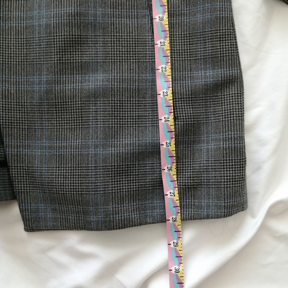 Aritzia Babaton Power Hip Blazer Macauley Glencheck Gray Blue Plaid Size 0 - Picture 16 of 17